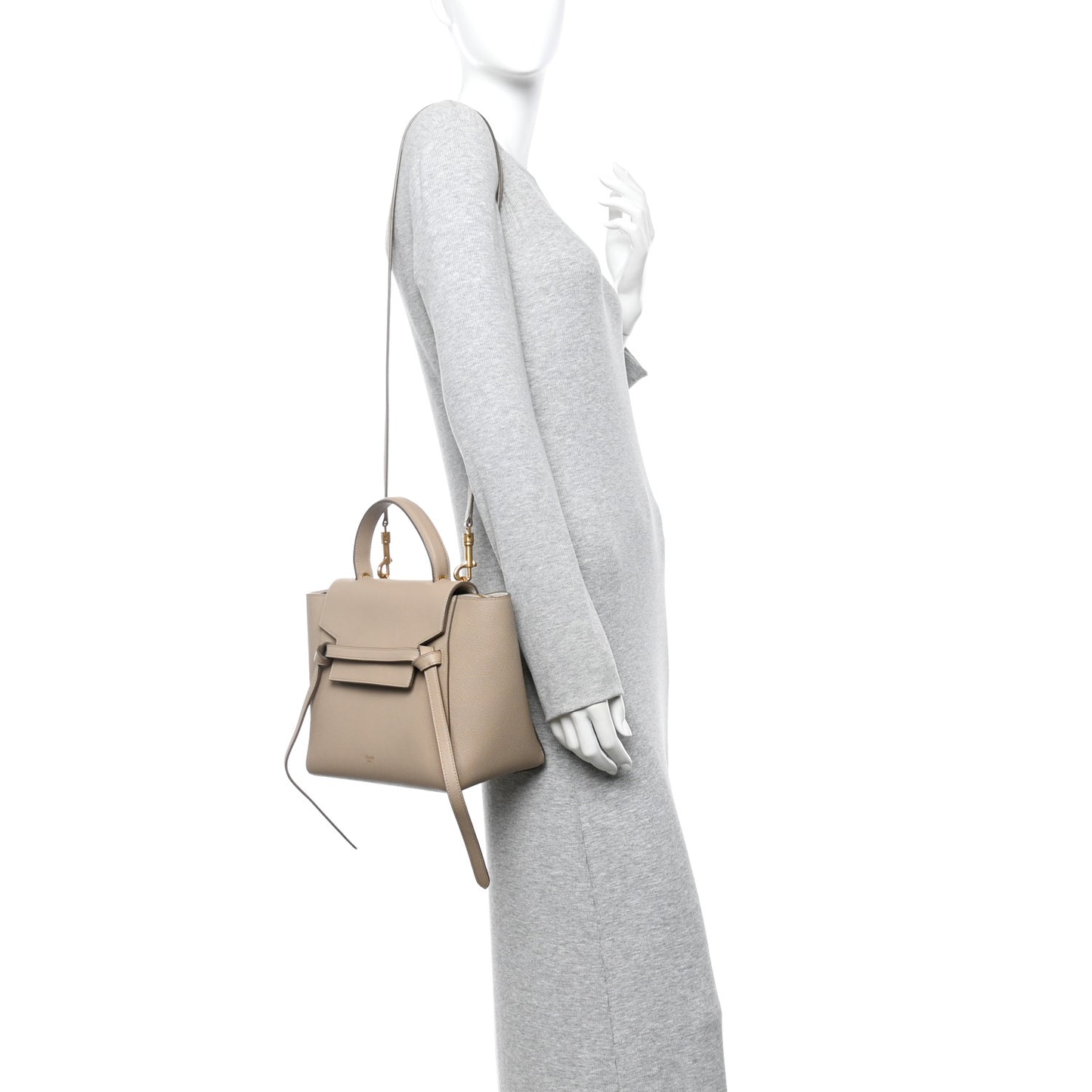 Grained Calfskin Micro Belt Bag Light Taupe