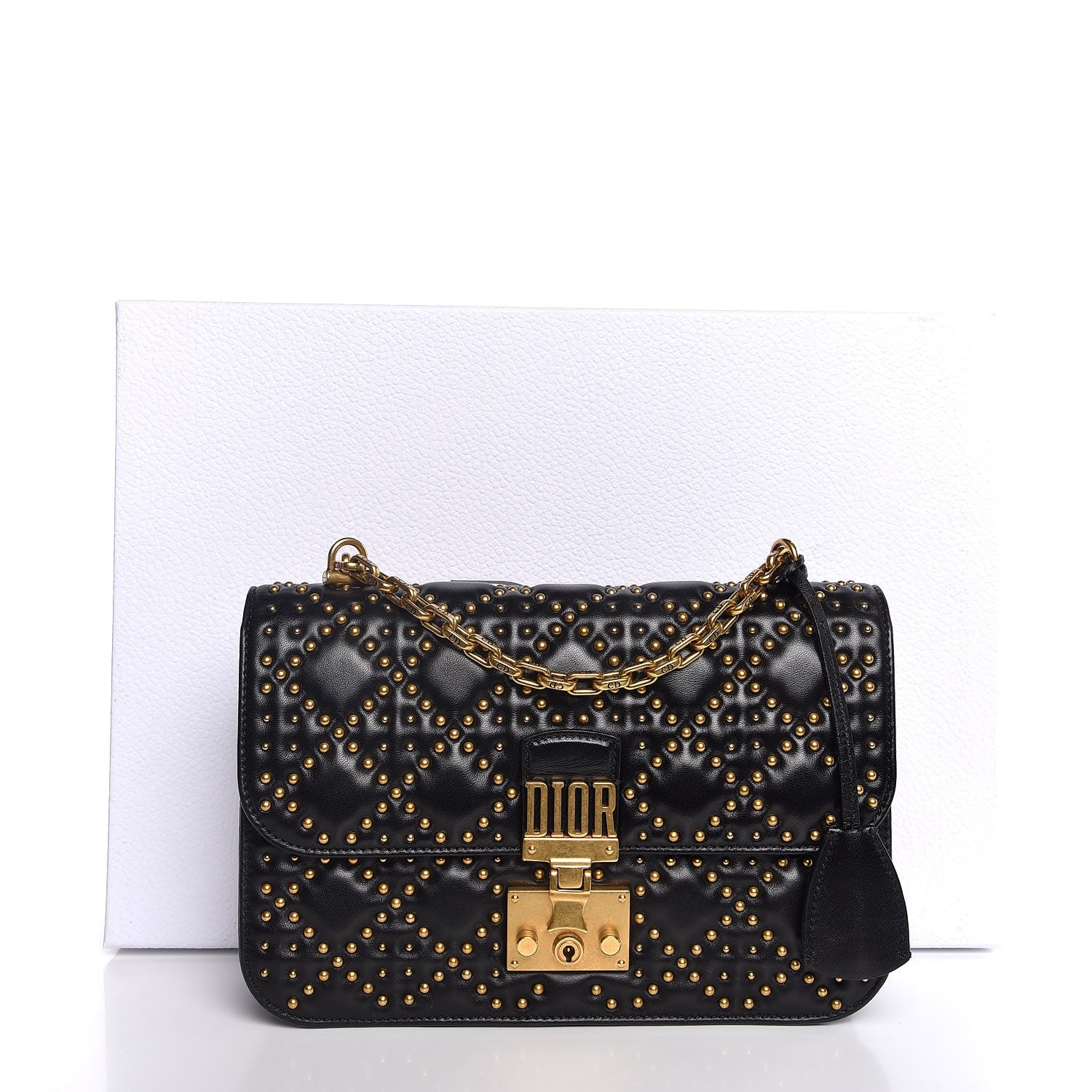 Christian Dior Lambskin Cannage Studded Large Dioraddict Flap Bag Black 8 of 8