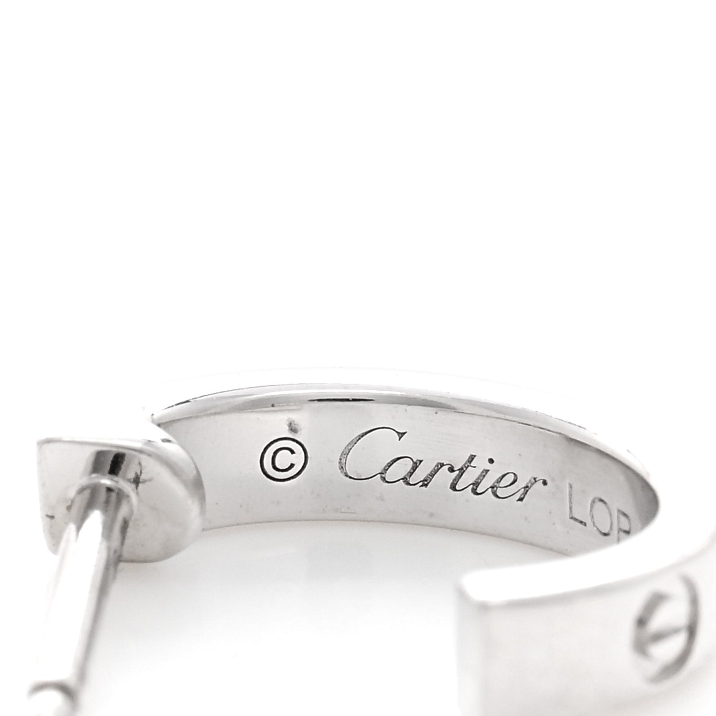 18K White Gold Small LOVE Hoop Earrings