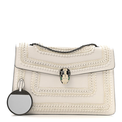 Bulgari Calfskin Woven Chain Serpenti Forever Crossbody Bag White 3 of 15