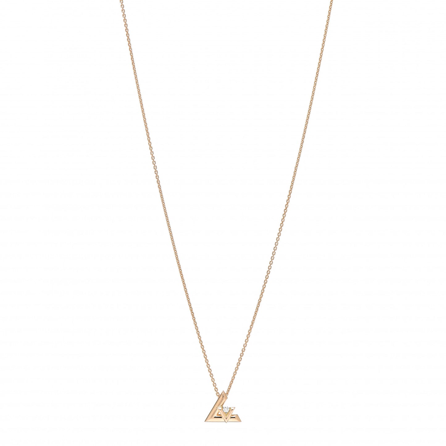 18K Pink Gold Diamond Small LV Volt One Pendant Necklace