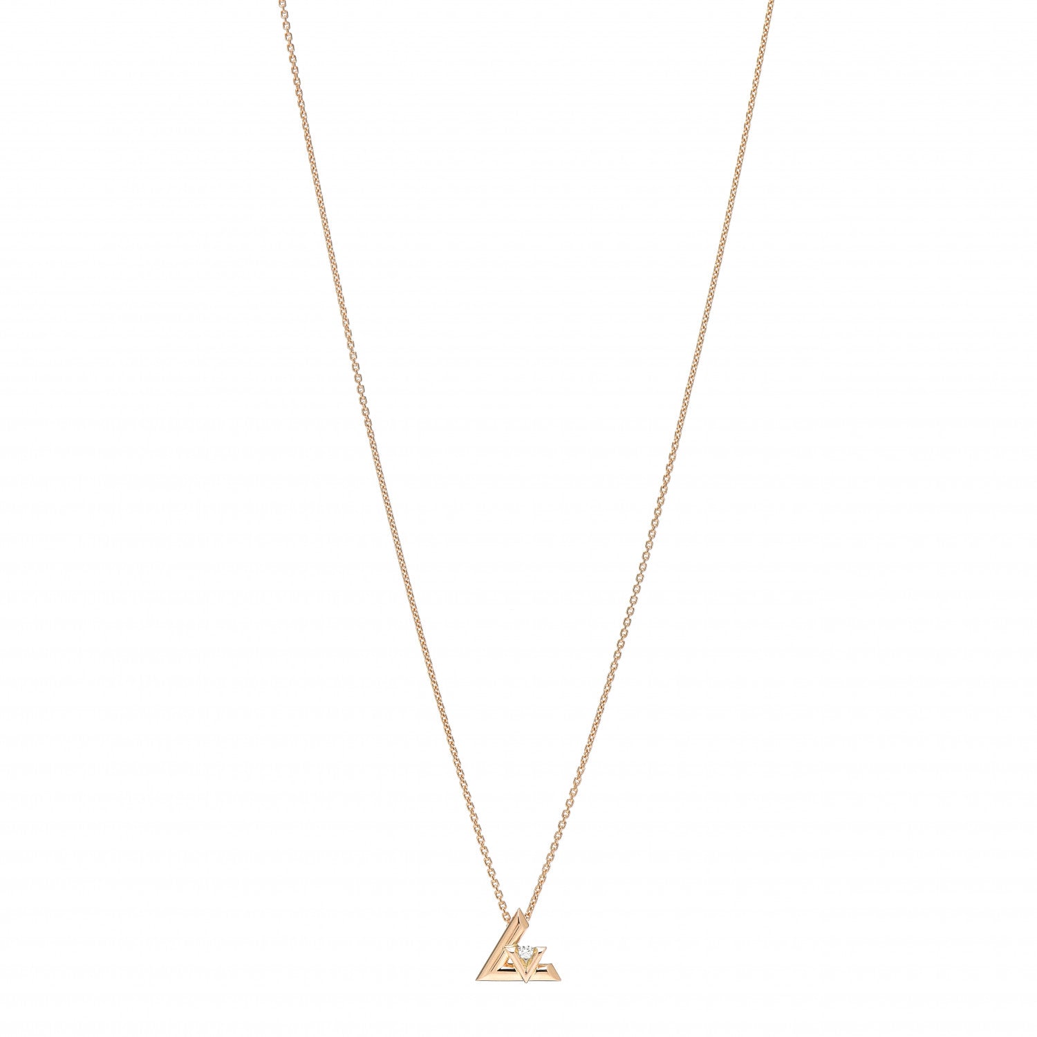 Louis Vuitton 18K Pink Gold Diamond Small LV Volt One Pendant Necklace 1 of 4