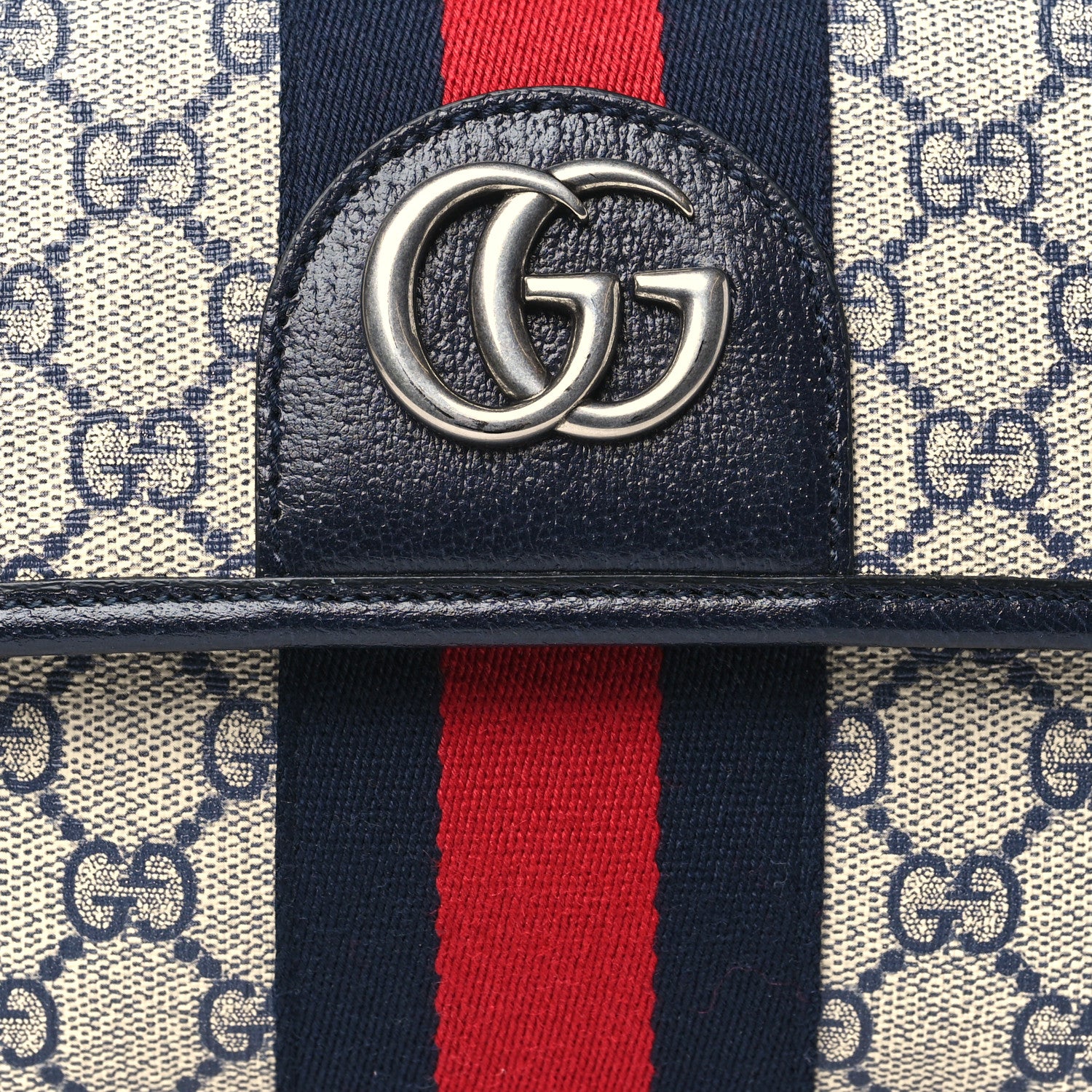 Gucci GG Supreme Monogram Web Small Ophidia Belt Bag 90 36 Beige Navy 8 of 10