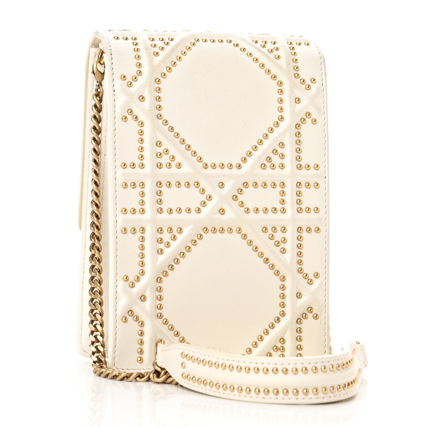 Lambskin Studded Vertical Diorama White
