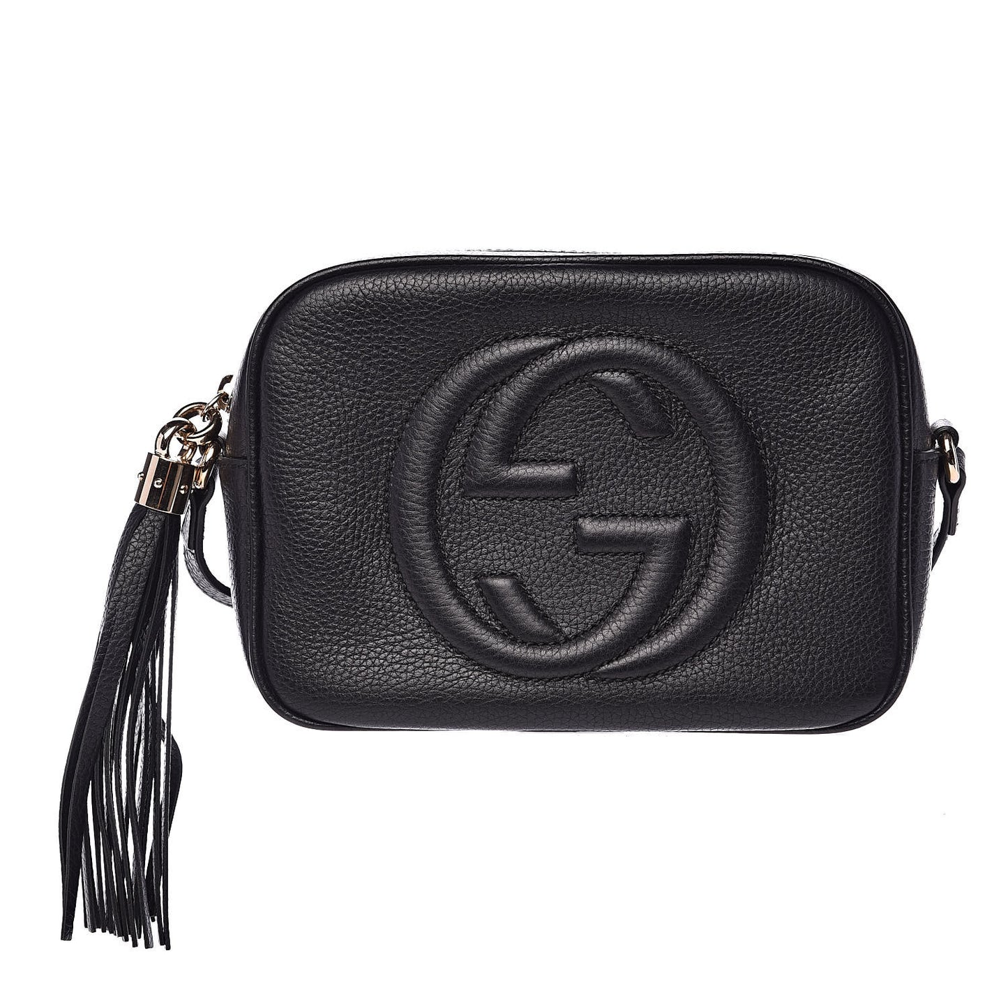 Pebbled Calfskin Small Soho Disco Bag Black