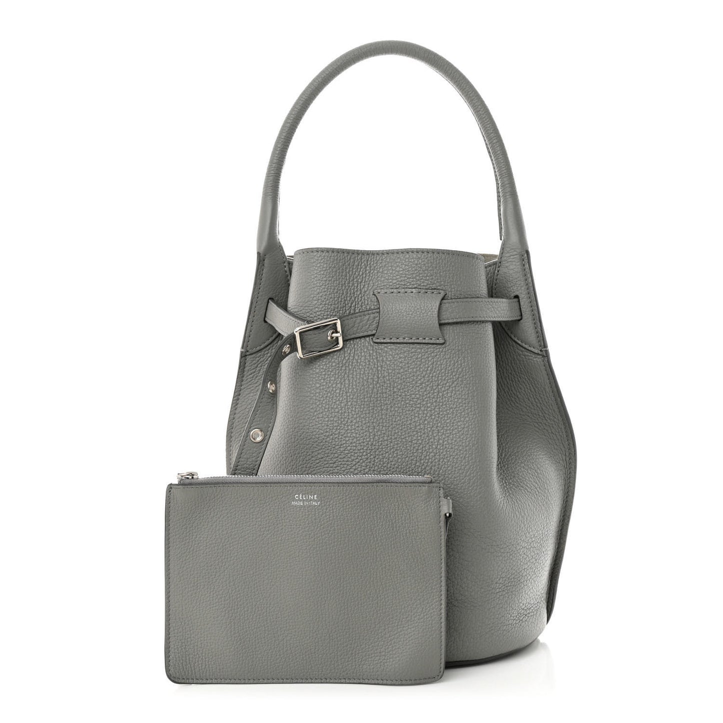 Supple Grained Calfskin Big Bag Bucket Grey