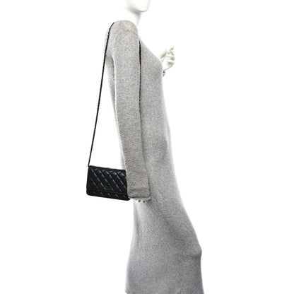 Chanel Pearly Lambskin Quilted Wallet On Chain WOC So Black 2 of 11