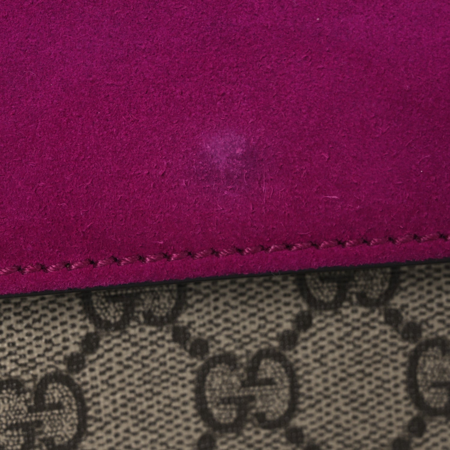 Gucci GG Supreme Monogram Suede Crystal Small Dionysus Shoulder Bag Beige Ebony Bright Purple 13 of 14