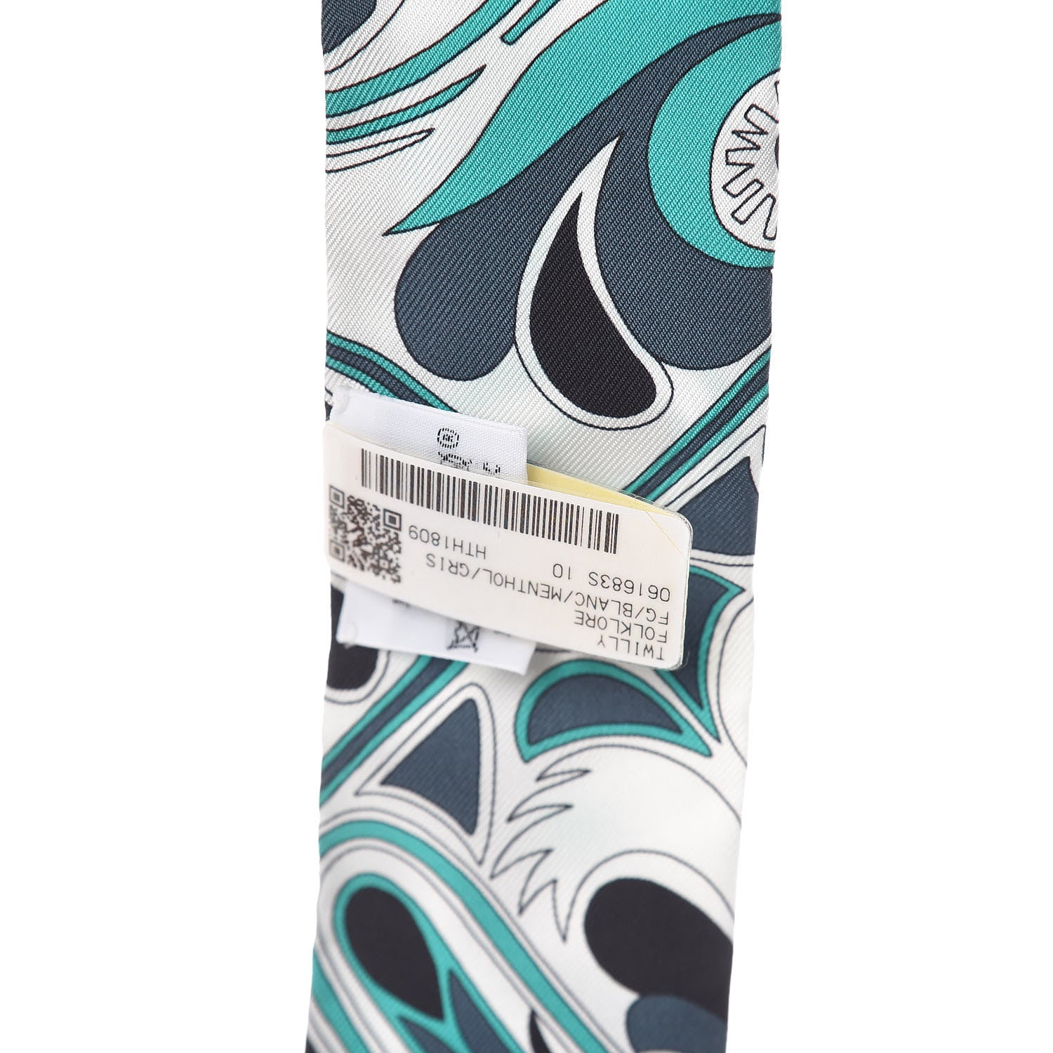 Hermes Silk Folklore Twilly White Menthol Gris 4 of 5