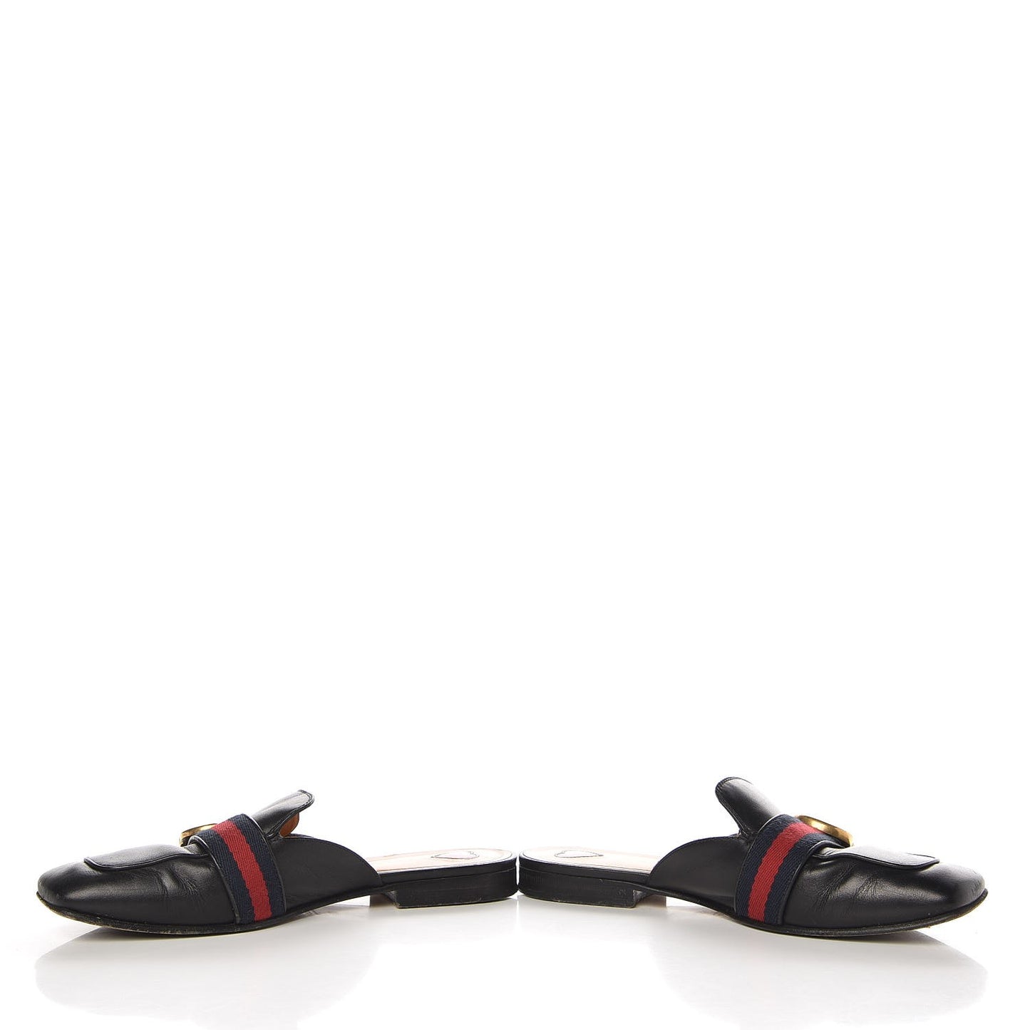 Calfskin Web Womens Peyton GG Slippers 35 Black