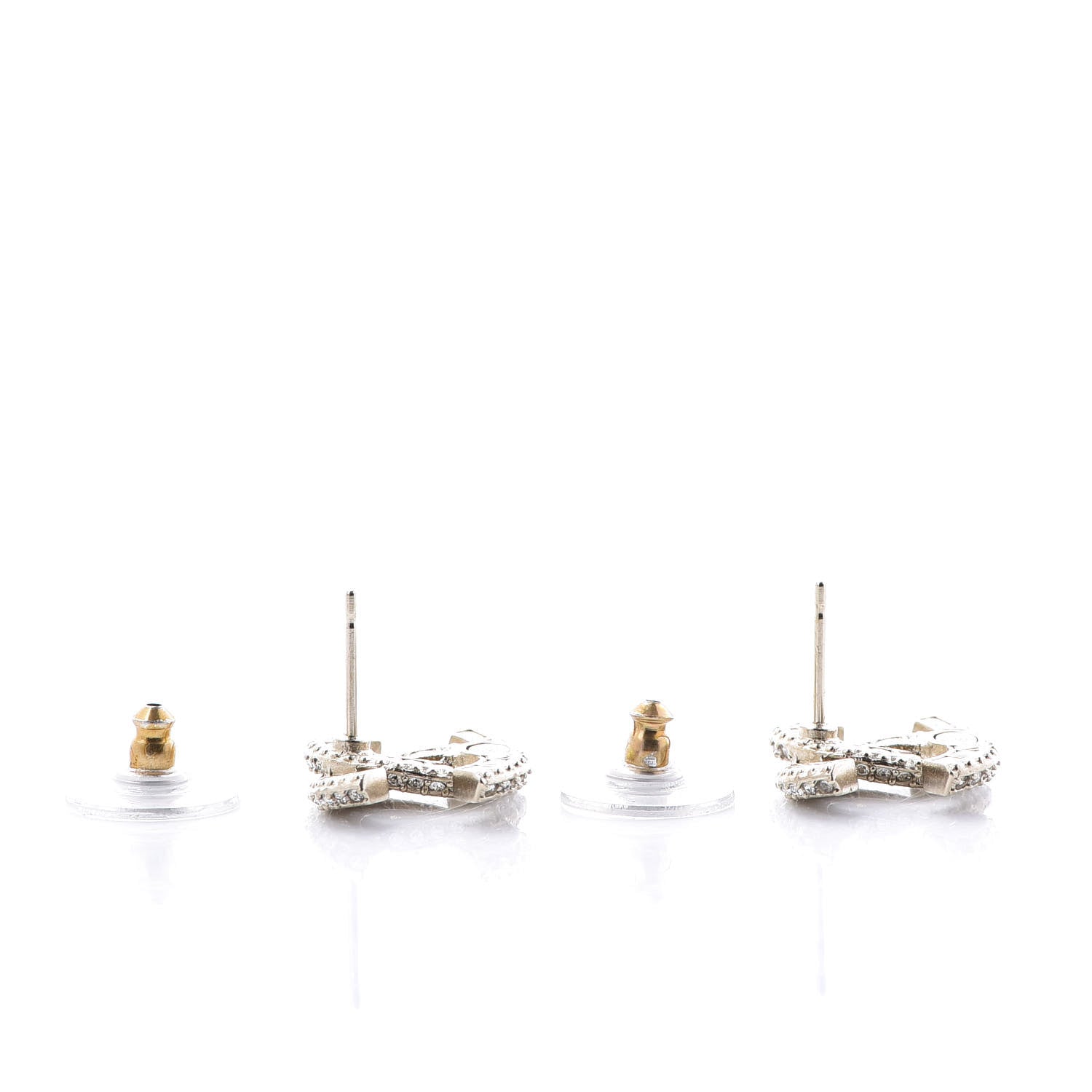 Chanel Crystal Timeless CC Earrings Light Gold 4 of 5