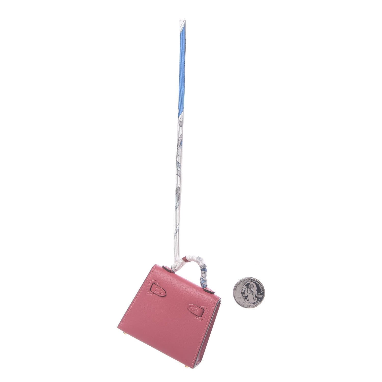 Hermes Tadelakt Mini Kelly Twilly Bag Charm Rose Lipstick 2 of 7