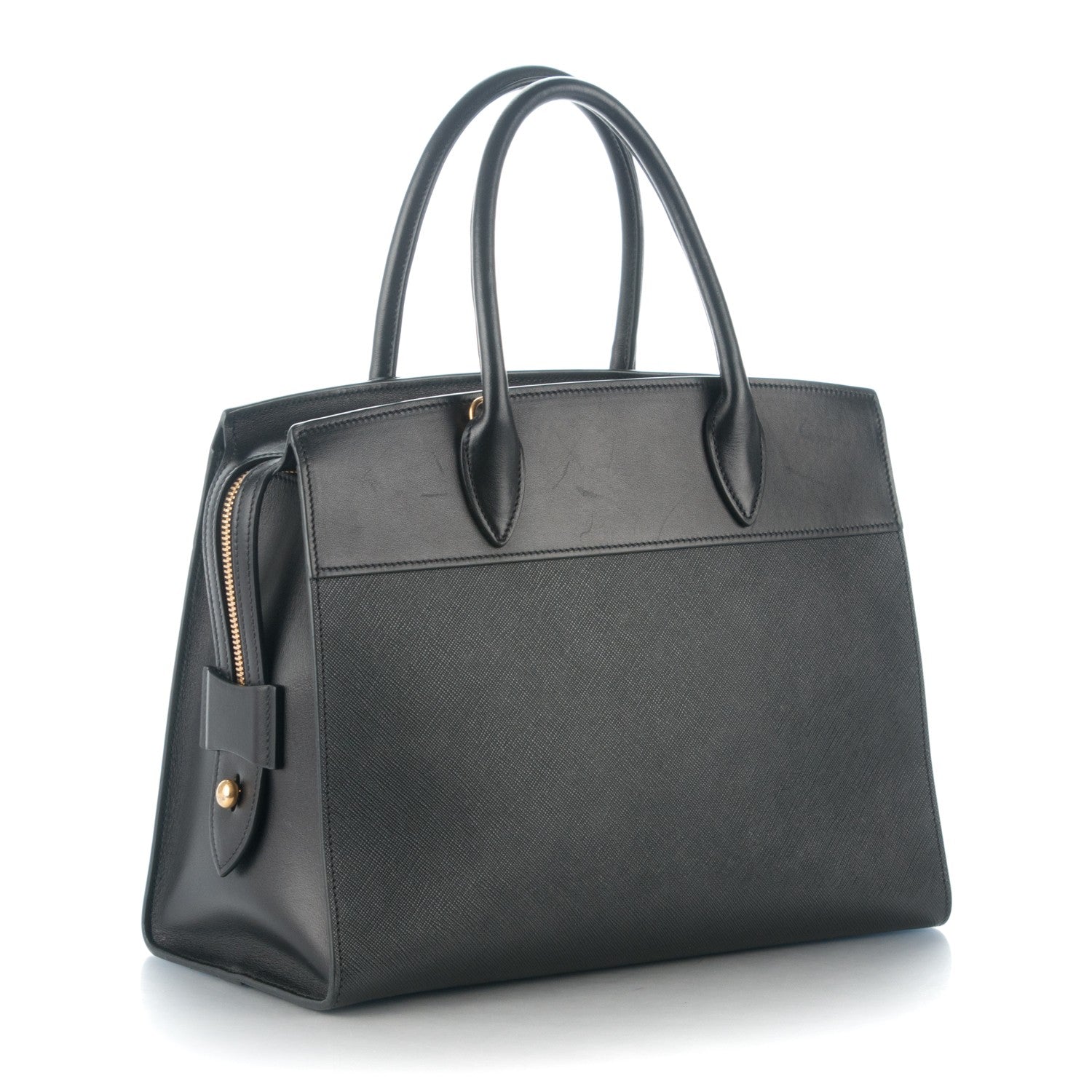 Prada Saffiano City Calfskin Medium Esplanade Tote Black 4 of 8