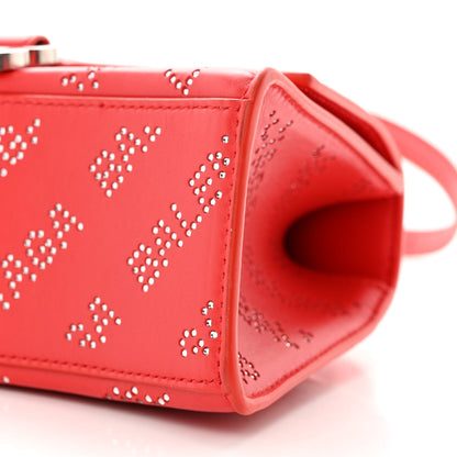 Balenciaga Smooth Calfskin Crystal Diagonal Allover Logo Hourglass Top Handle Bag XS Flame 11 of 12