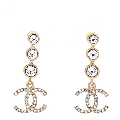 Chanel Crystal CC Drop Earrings Gold 1 of 6