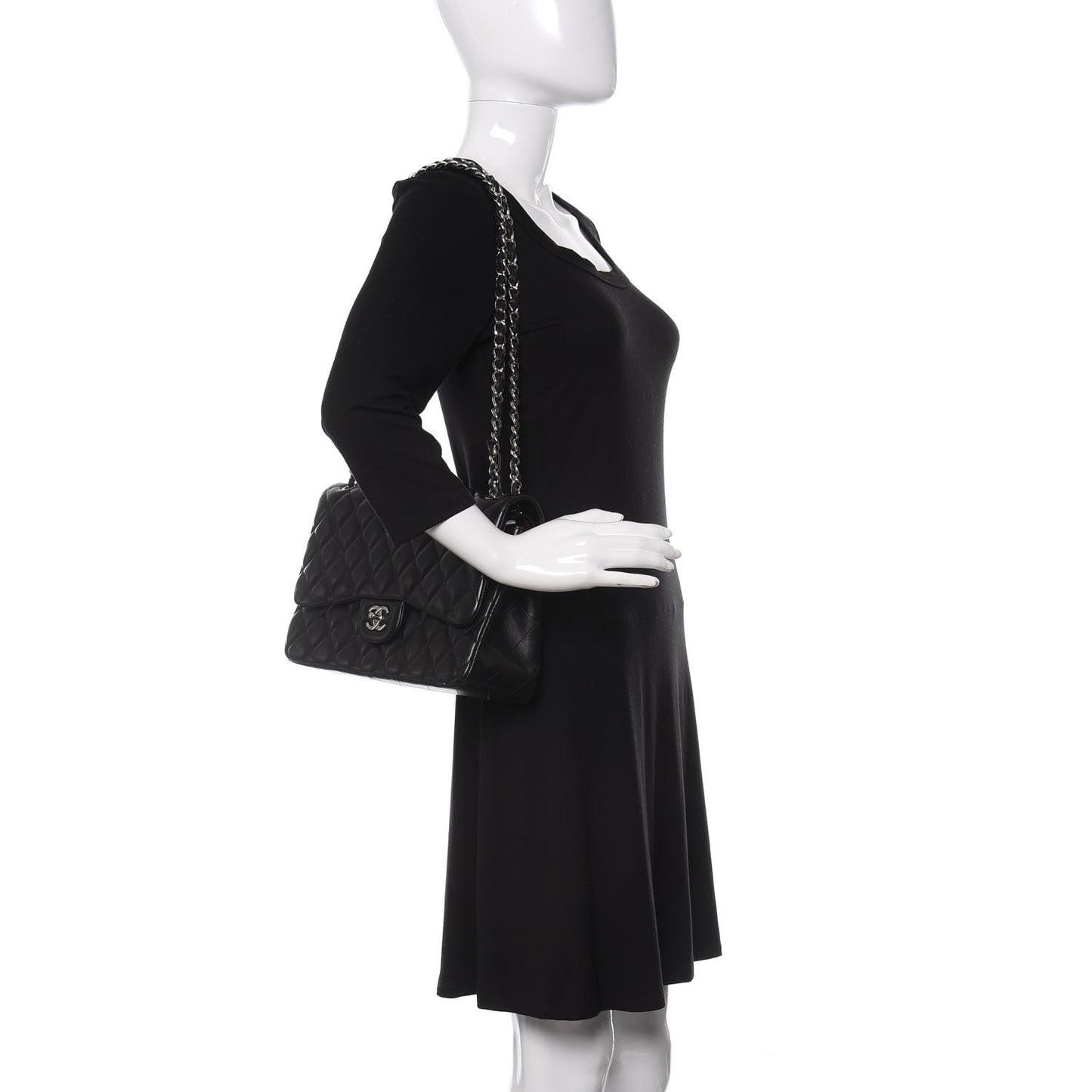 Lambskin Quilted Jumbo Double Flap Black