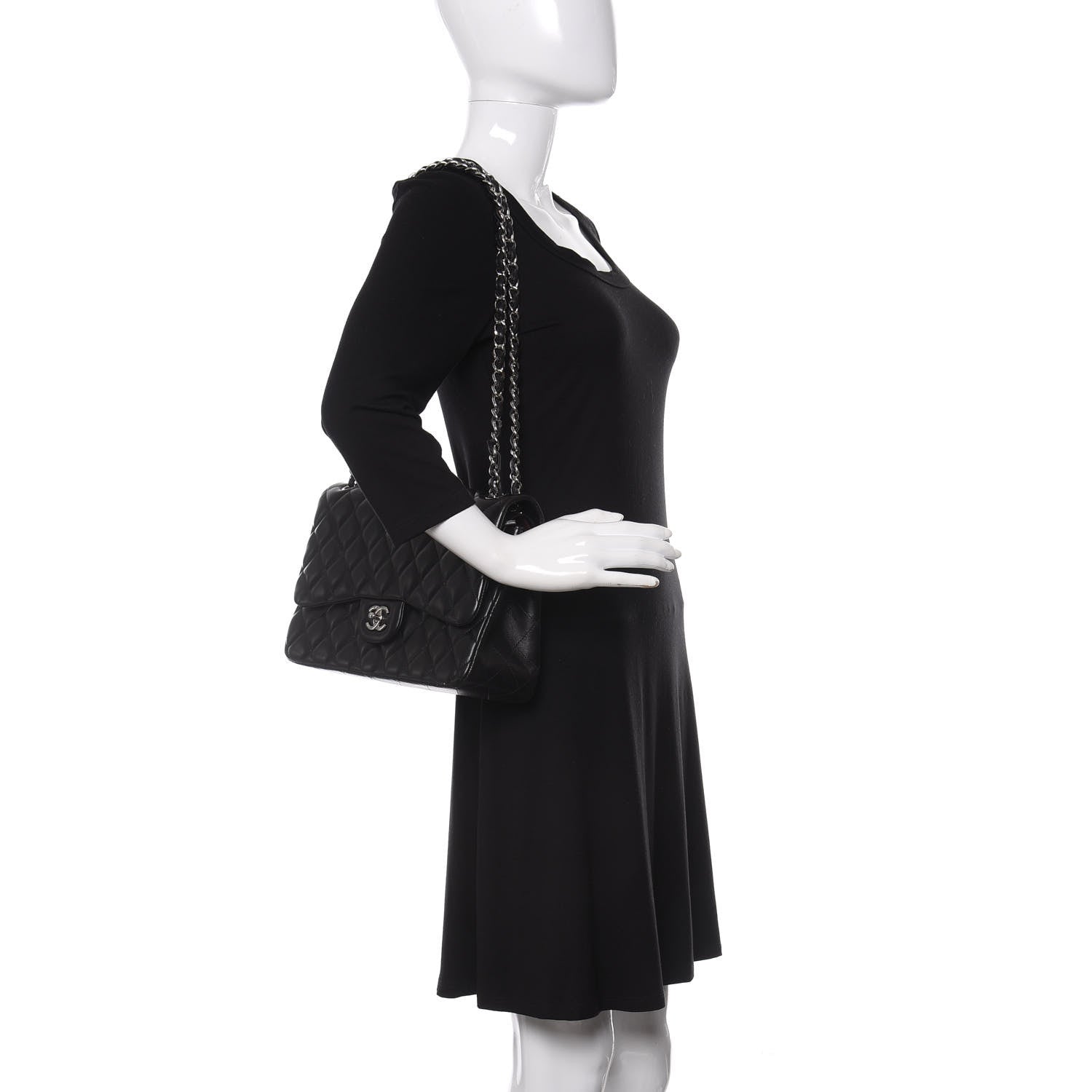 Chanel Lambskin Quilted Jumbo Double Flap Black 2 of 11