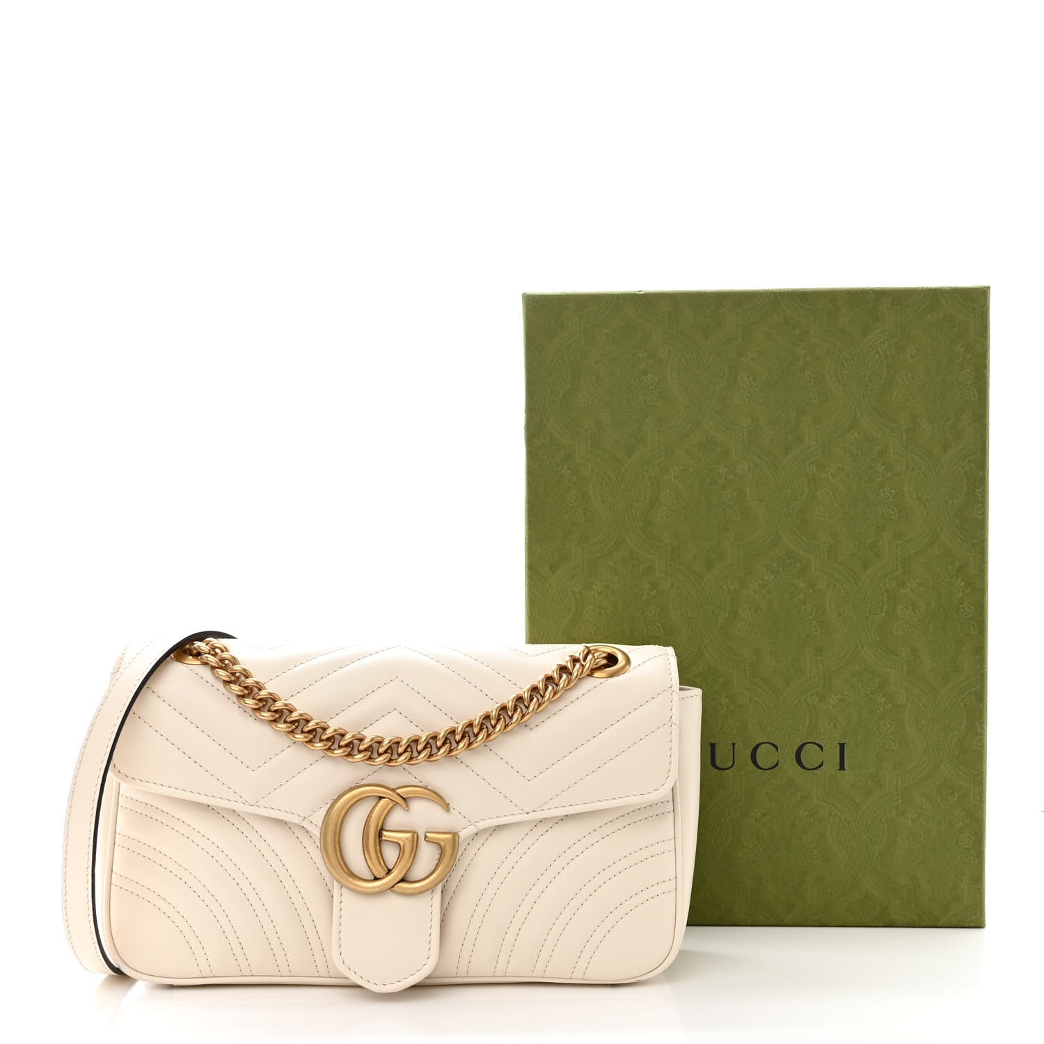 Gucci Calfskin Matelasse Small GG Marmont Shoulder Bag White 11 of 11