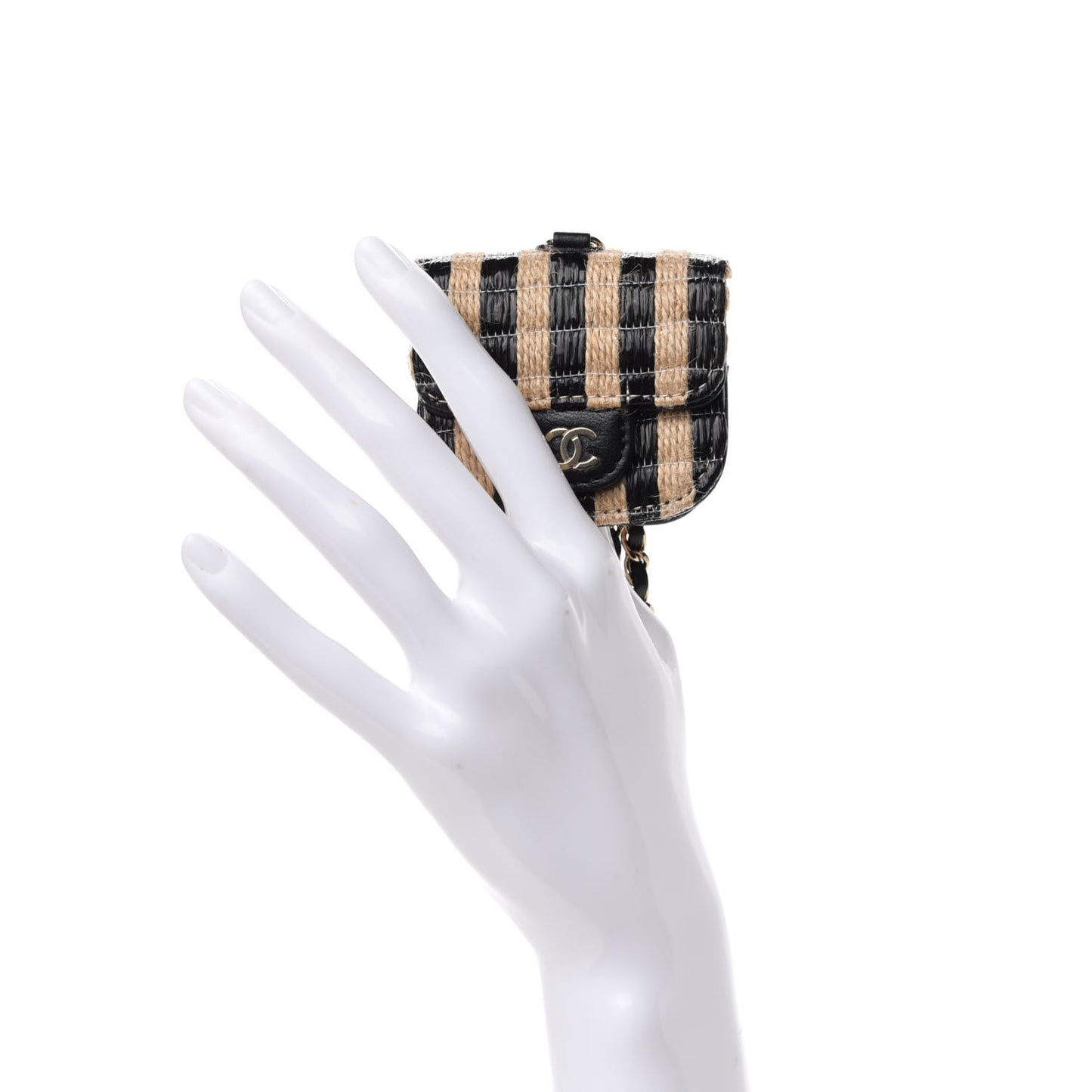 Raffia Jute Striped Airpods Pro Case Black Beige