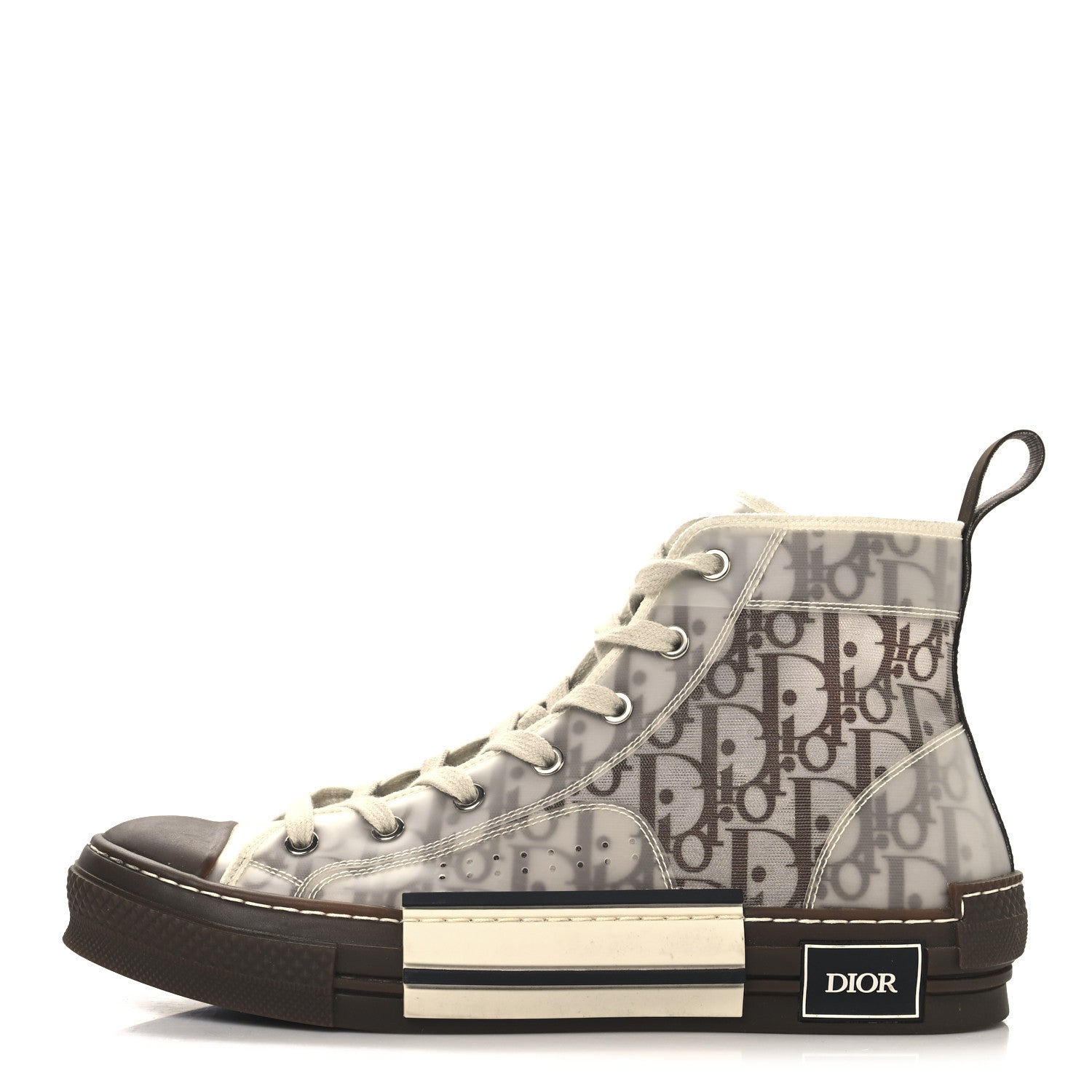 Christian Dior Technical Canvas Oblique Mens B23 High Top Sneakers 41 Brown Beige 1 of 8