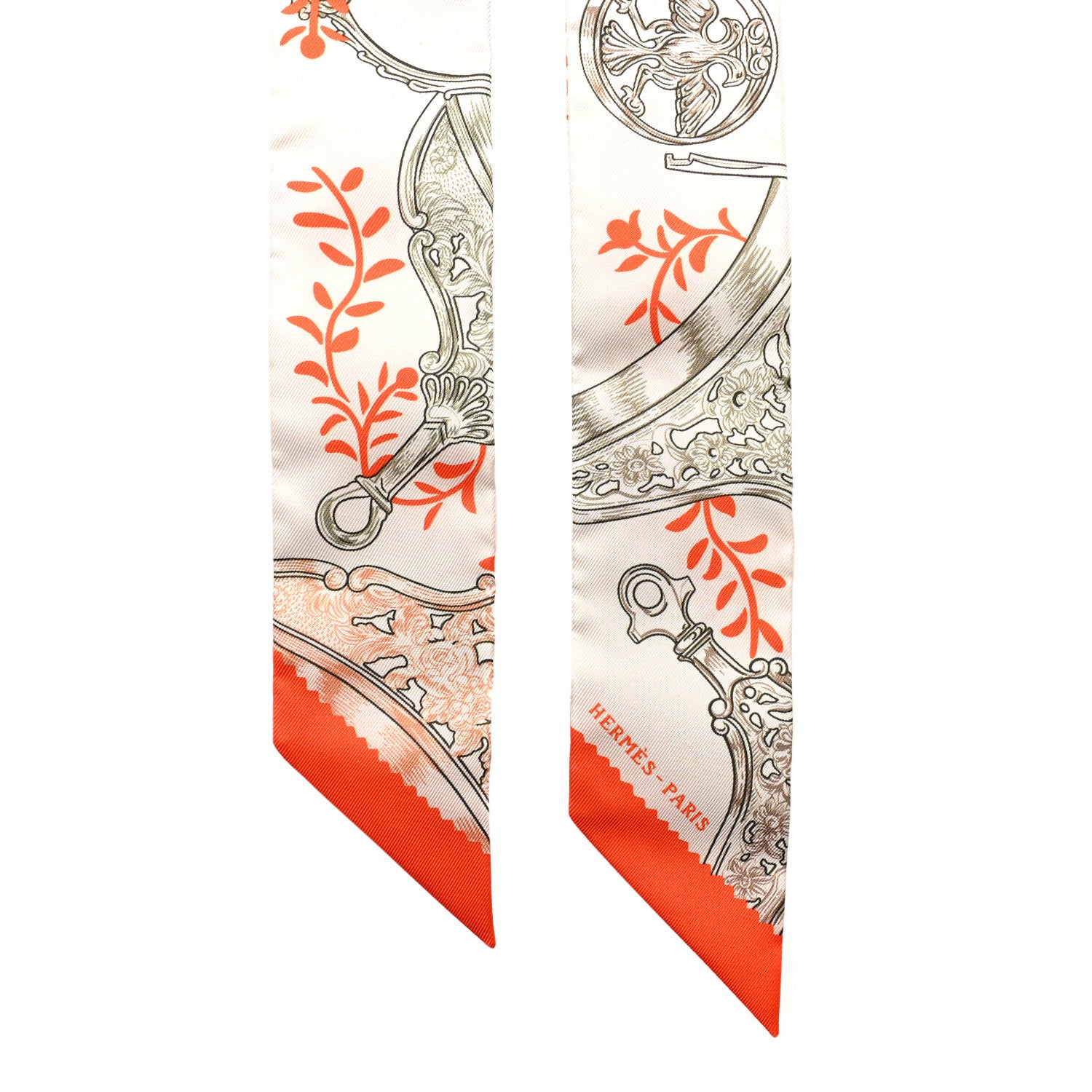 Hermes Silk Etriers Remix Twilly Verveine Orange Kaki 1893574
