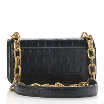 Balenciaga Extra Supple Calfskin Crocodile Embossed Gossip Chain Bag XS Black 3 of 11