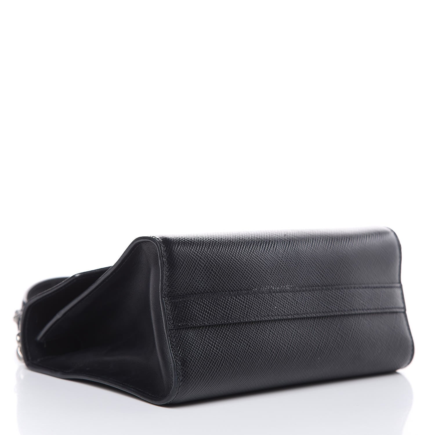 Prada Saffiano Cuir Calfskin Monochrome Envelope Flap Chain Shoulder Bag Black 4 of 18