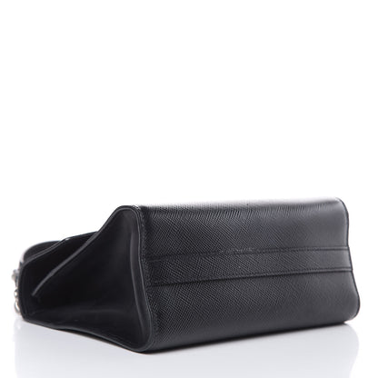 Prada Saffiano Cuir Calfskin Monochrome Envelope Flap Chain Shoulder Bag Black 4 of 18