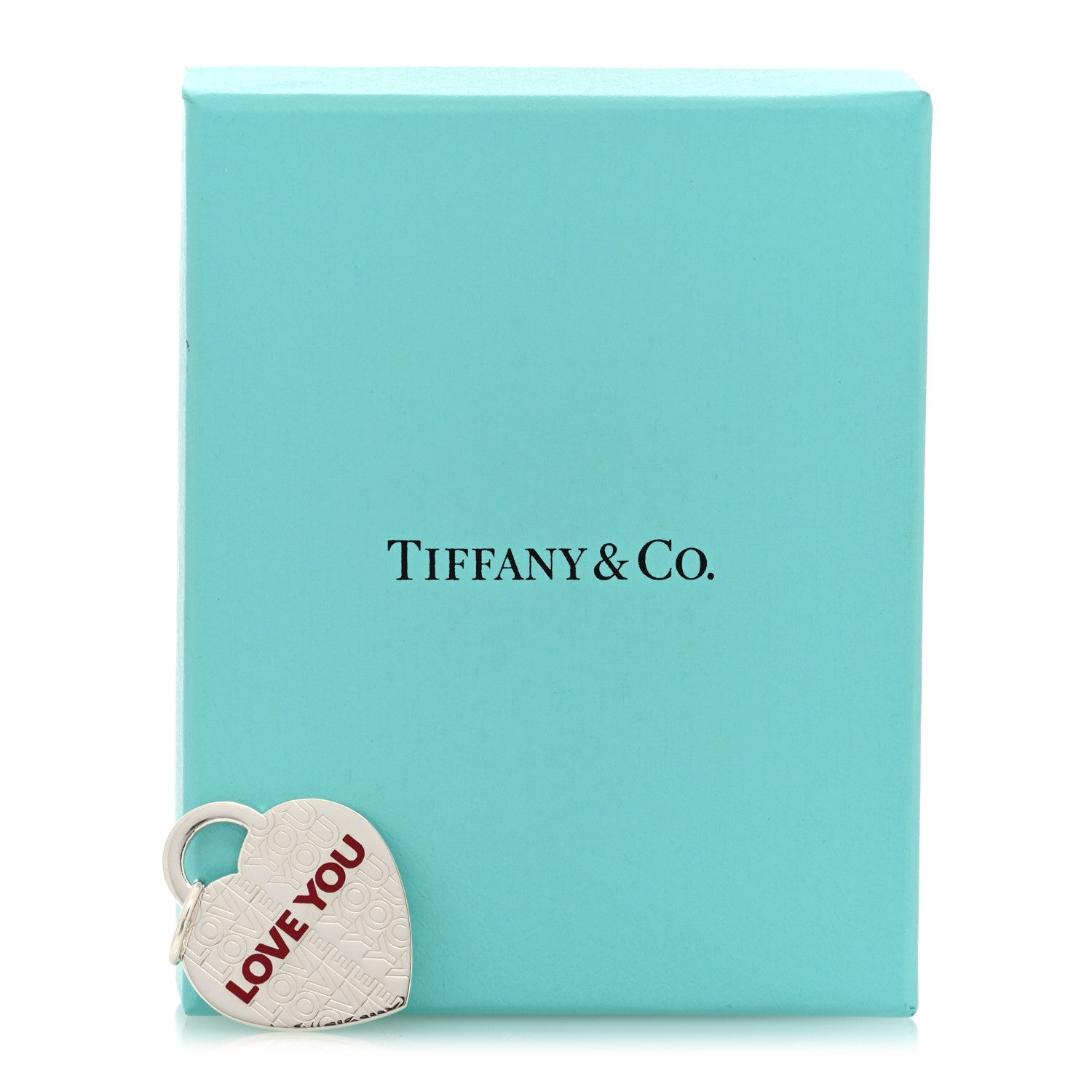 Tiffany Sterling Silver Enamel LOVE YOU Heart Pendant Red 4 of 4
