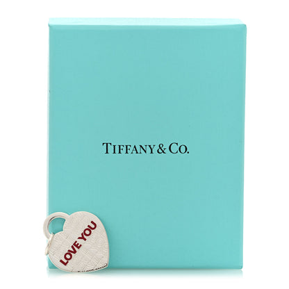 Tiffany Sterling Silver Enamel LOVE YOU Heart Pendant Red 4 of 4