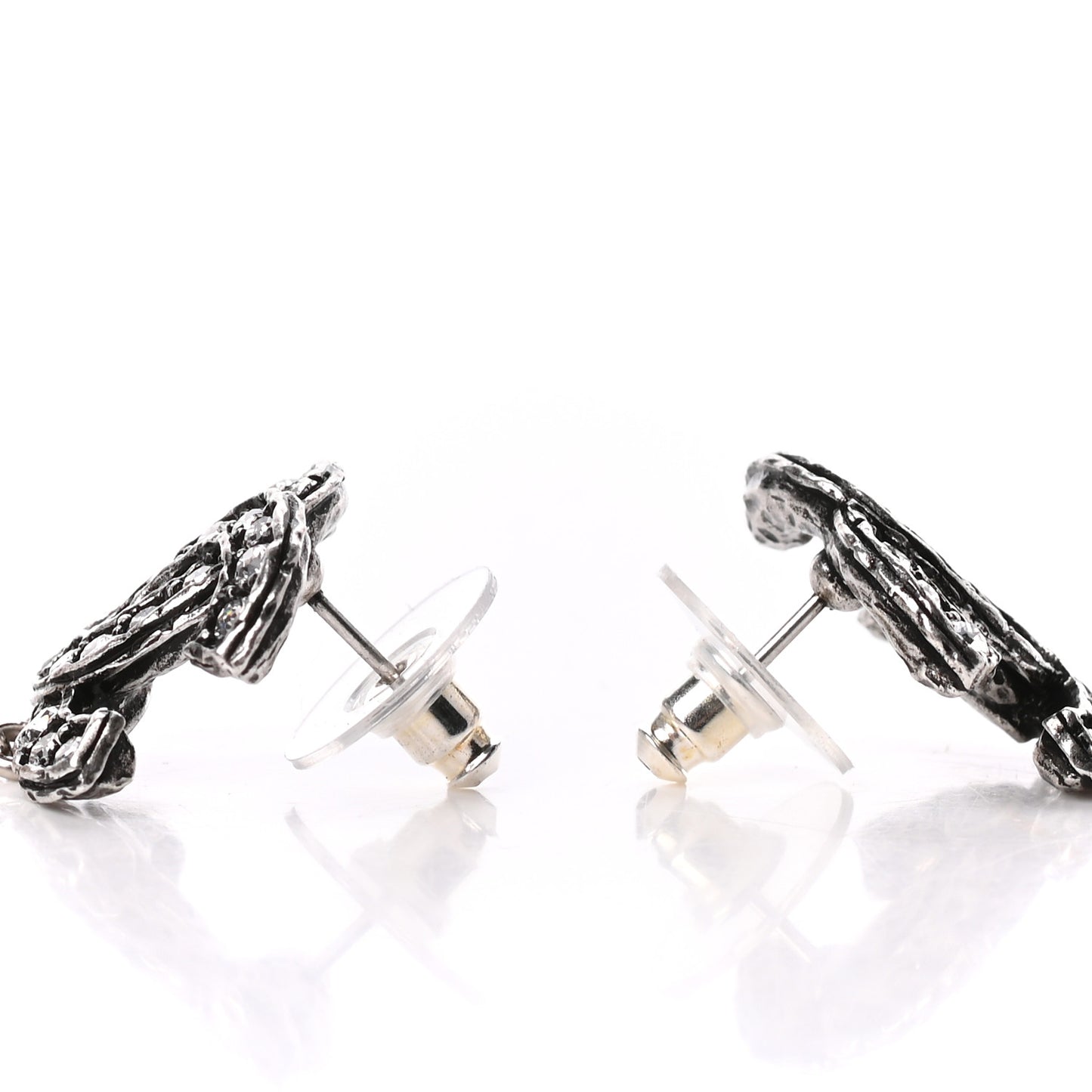 Ruthenium Crystal Pearl CC Drop Earrings