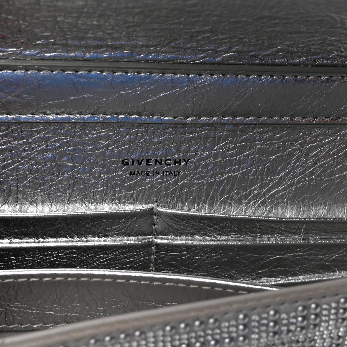 Metallic Studded Calfskin 4G Small 4G Crossbody Silver