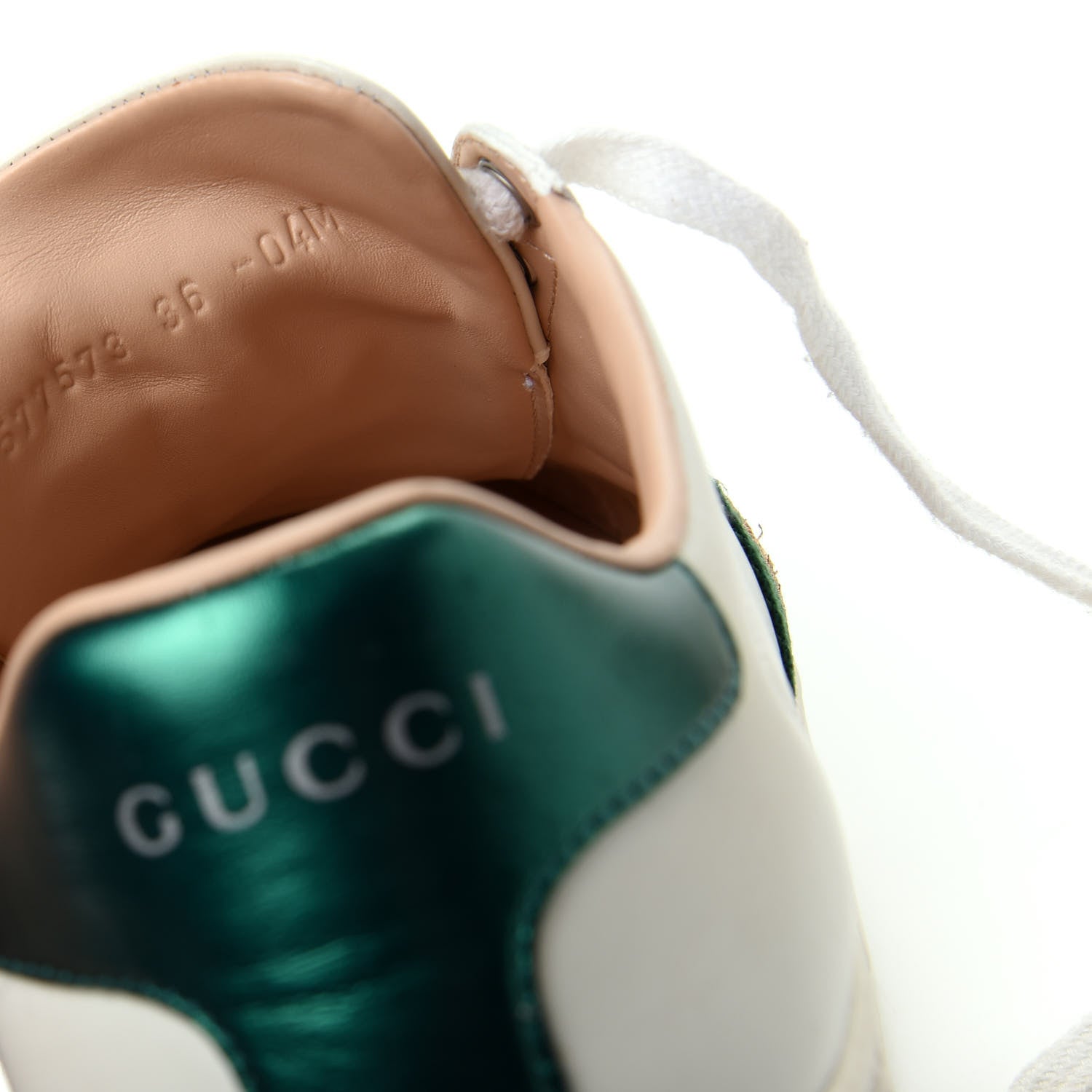Gucci Calfskin Web Bee Embroidered Womens Ace Platform Sneakers 36 White 10 of 10