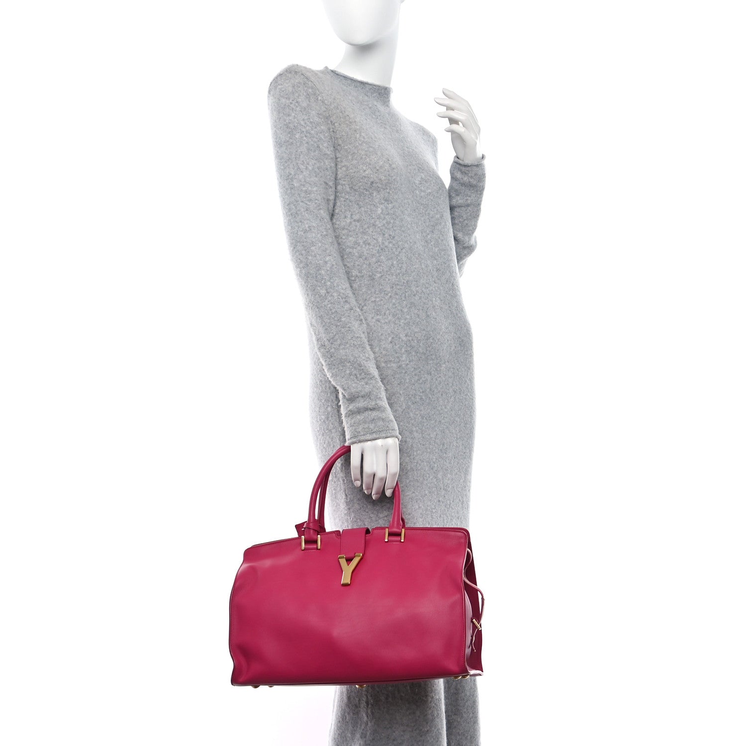 Saint Laurent Calfskin Small Classic Y Cabas Fuchsia 2 of 8