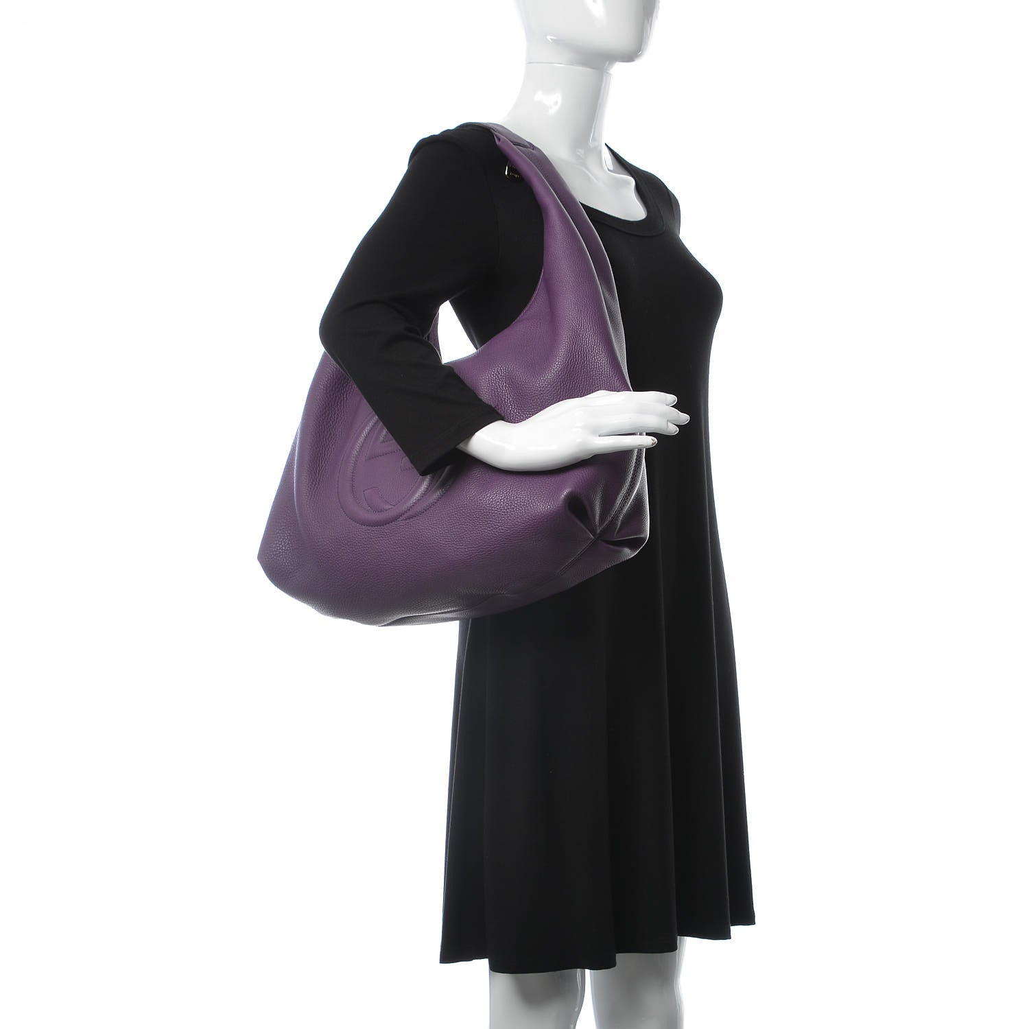 Gucci Pebbled Calfskin Soho Hobo Shine Purple 2 of 9