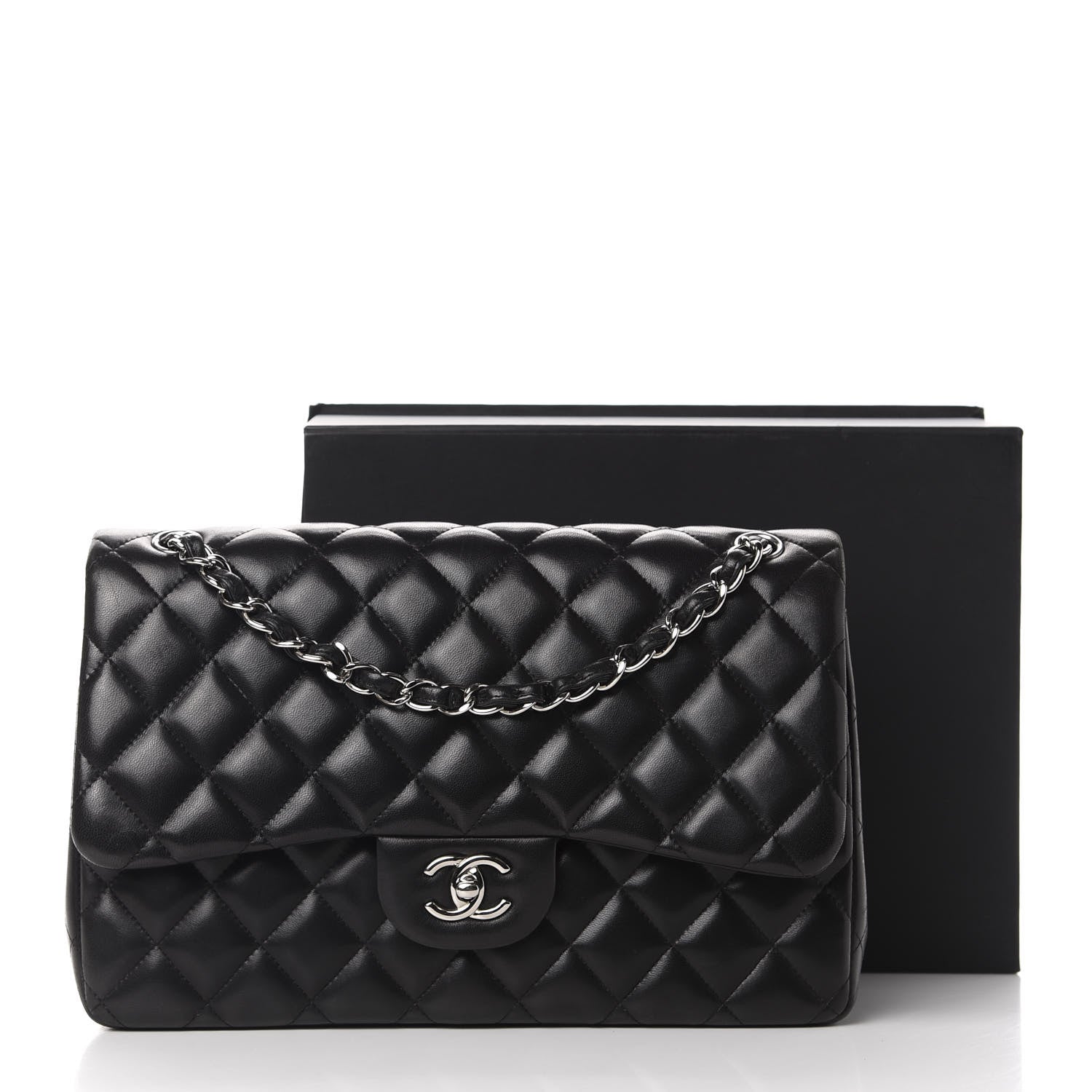 Chanel Lambskin Quilted Jumbo Double Flap Black 12 of 12