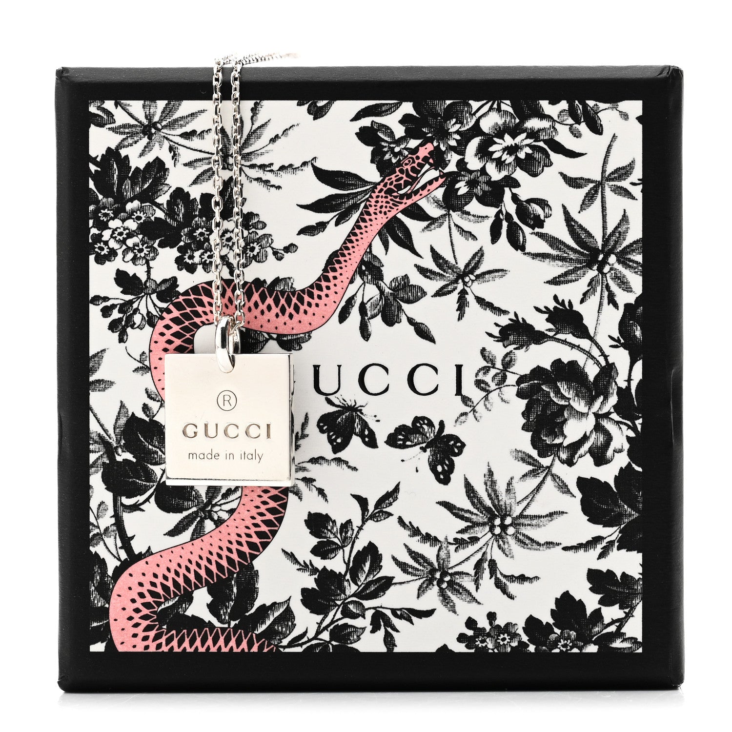 Gucci Sterling Silver Trademark Logo Square Pendant Necklace 4 of 4