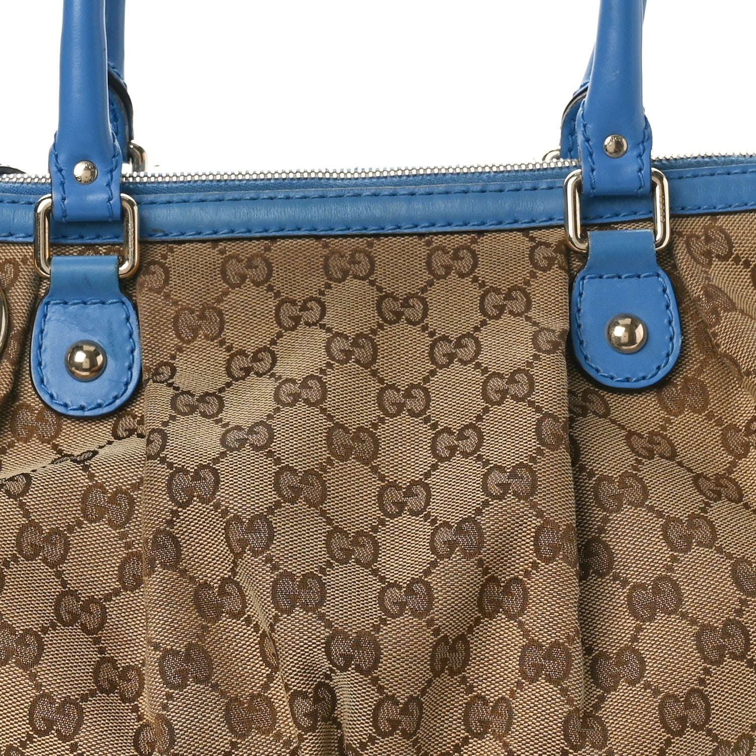 Gucci Monogram Medium Sukey Top Handle Blue 8 of 14