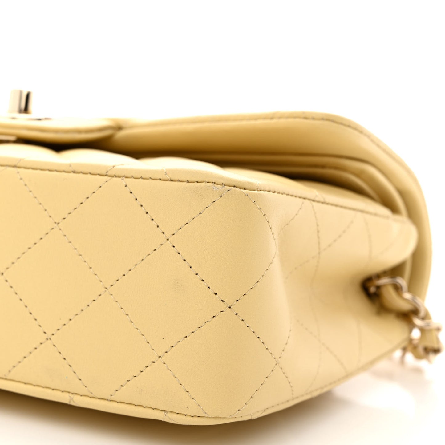 Lambskin Quilted Small Double Flap Yellow