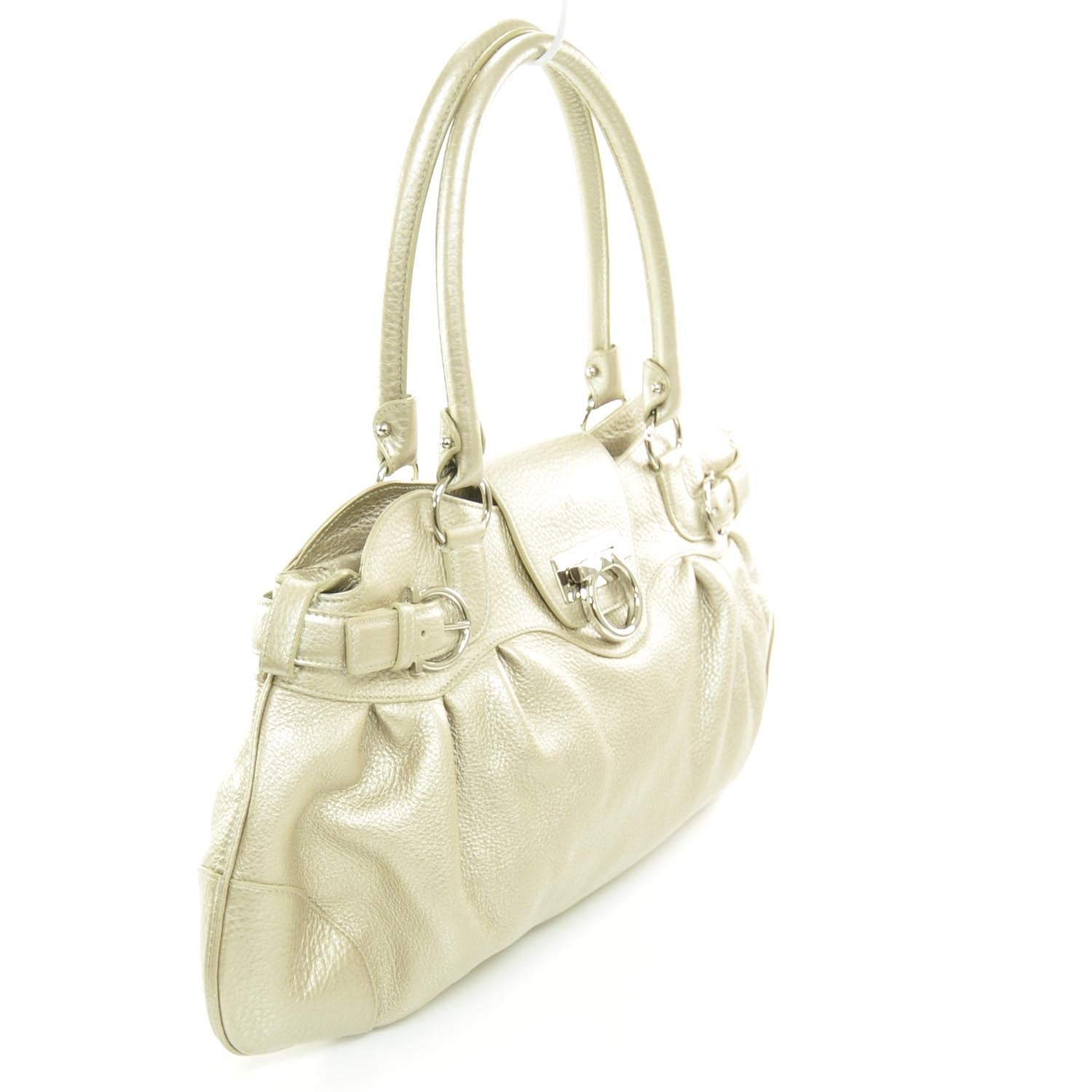 FASHIONPHILE SALVATOREFERRAGAMOLeatherMarisaMetallicGold 3 of 8