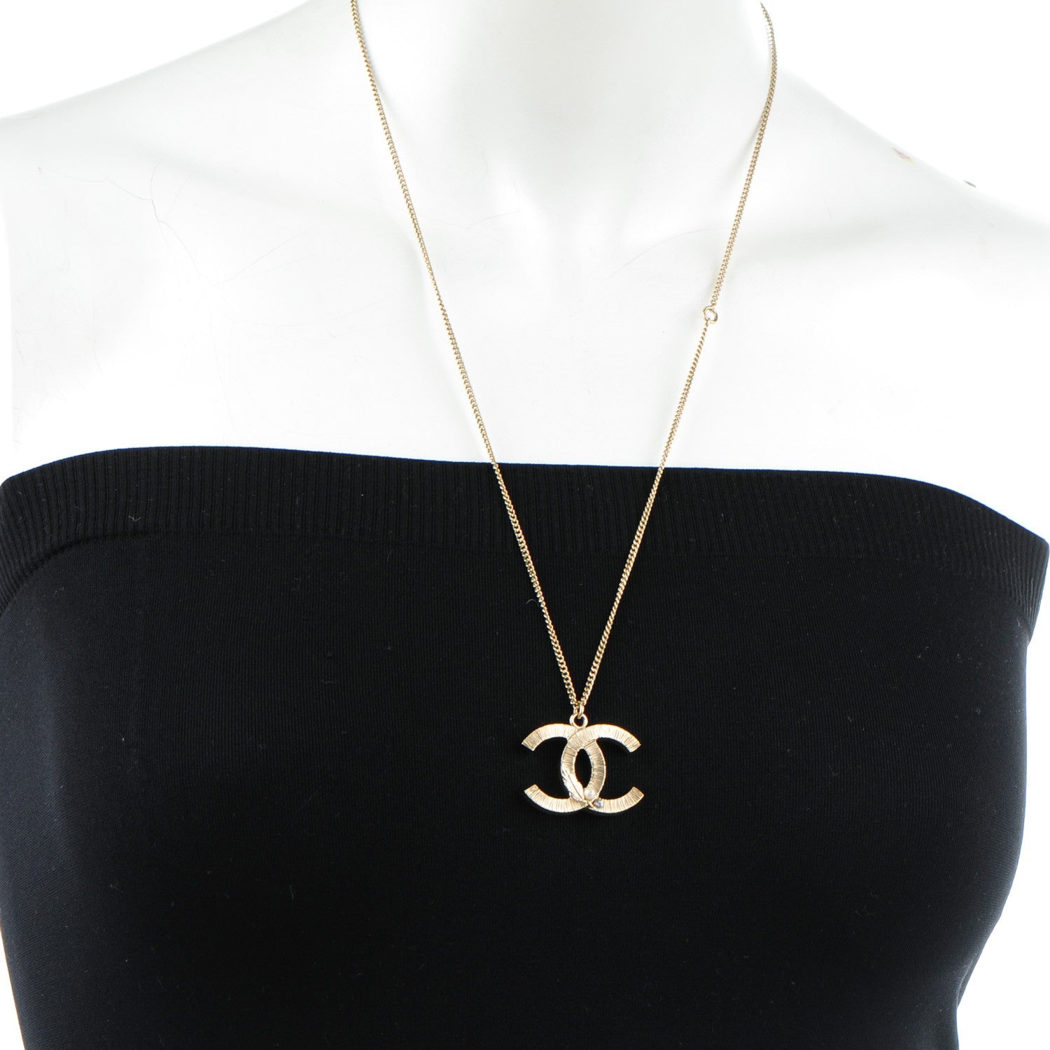 Chanel Pearl Feather CC Pendant Necklace Gold 2 of 5
