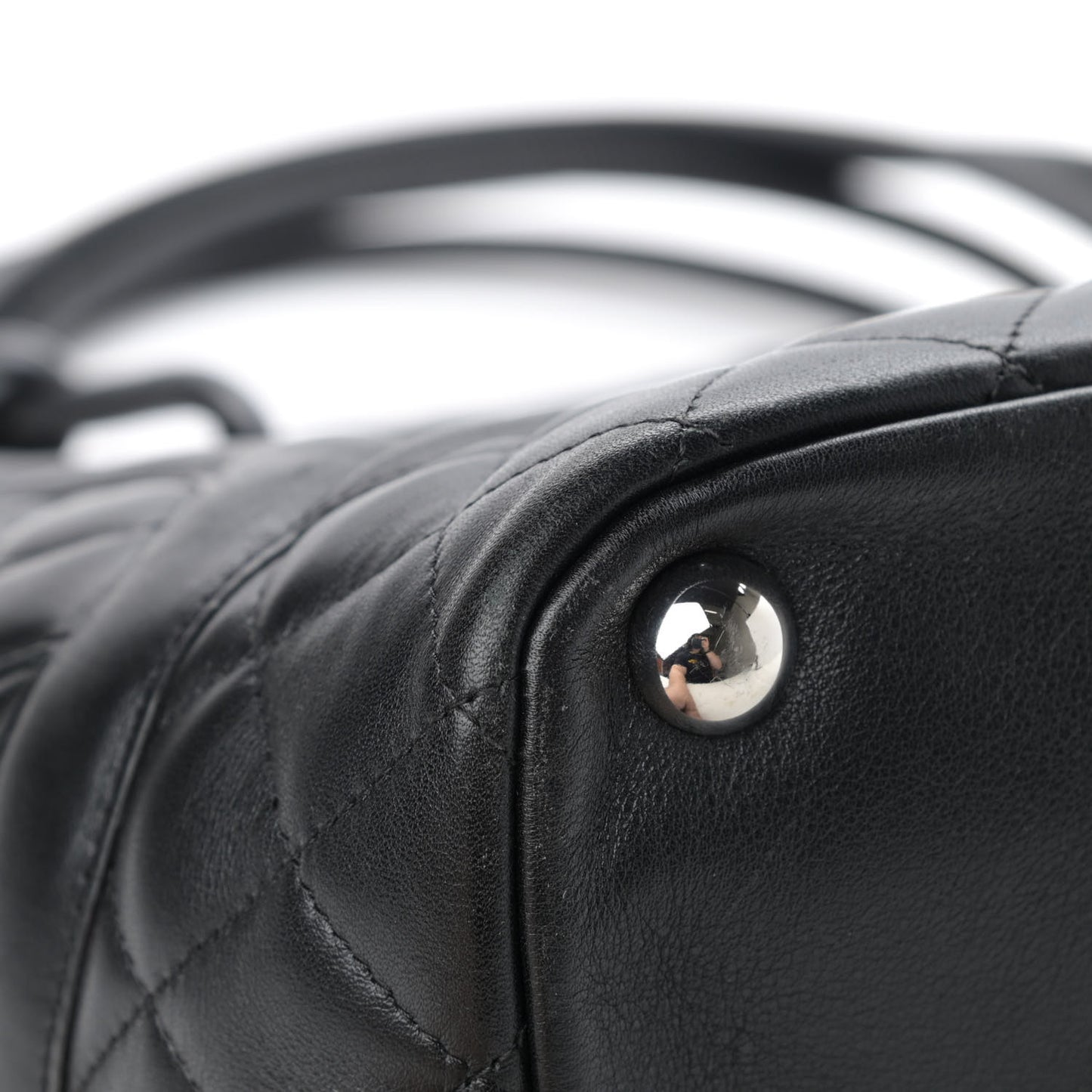 Calfskin Quilted Large Cambon Tote Black