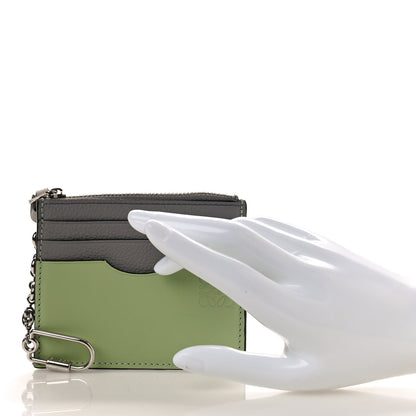 Loewe Soft Grained Calfskin Square Card Holder With Chain Pearl Grey Light Pale Green 2 of 8