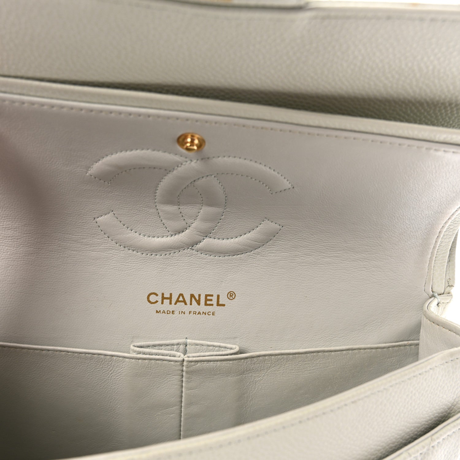 Chanel Caviar Quilted Medium Double Flap Light Blue 6 of 10