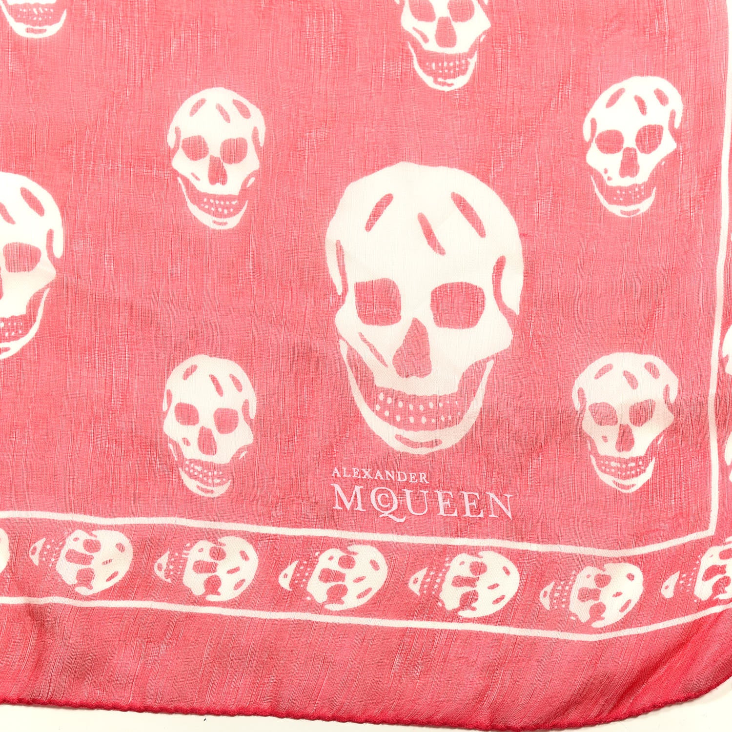 Alexander McQueen Silk Chiffon Skull Scarf Red White 2 of 3