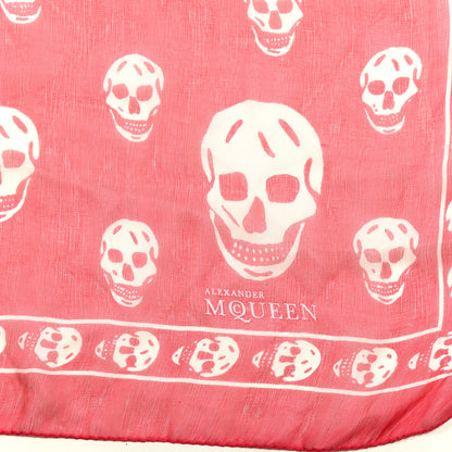 Alexander McQueen Silk Chiffon Skull Scarf Red White 2 of 3