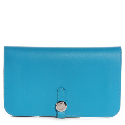 Hermes Swift Calfskin Dogon Wallet Turquoise 1 of 8