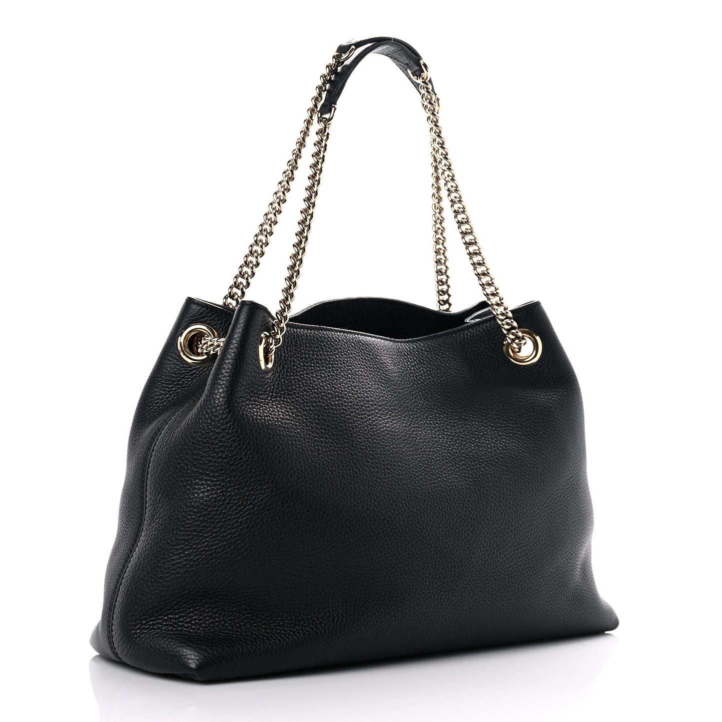 Pebbled Calfskin Medium Soho Chain Shoulder Bag Black