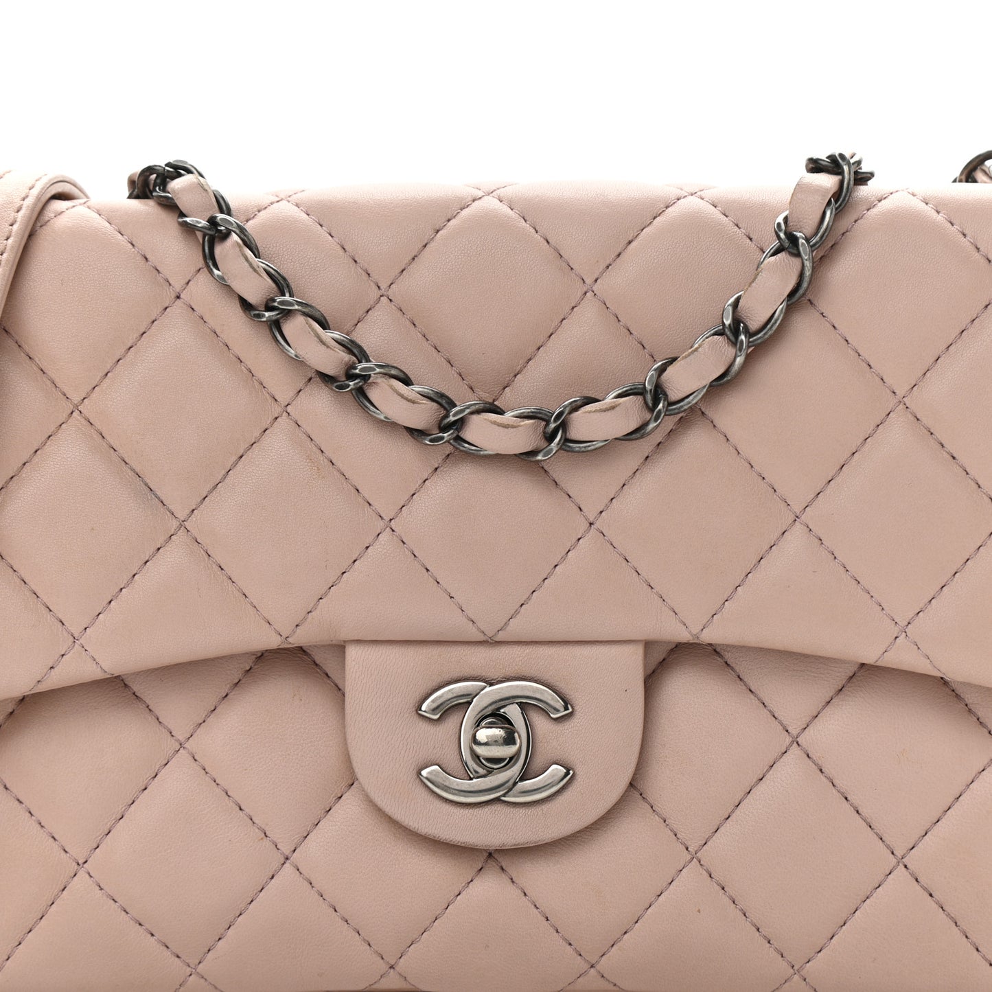 Lambskin Medium Around Pockets Flap Light Pink
