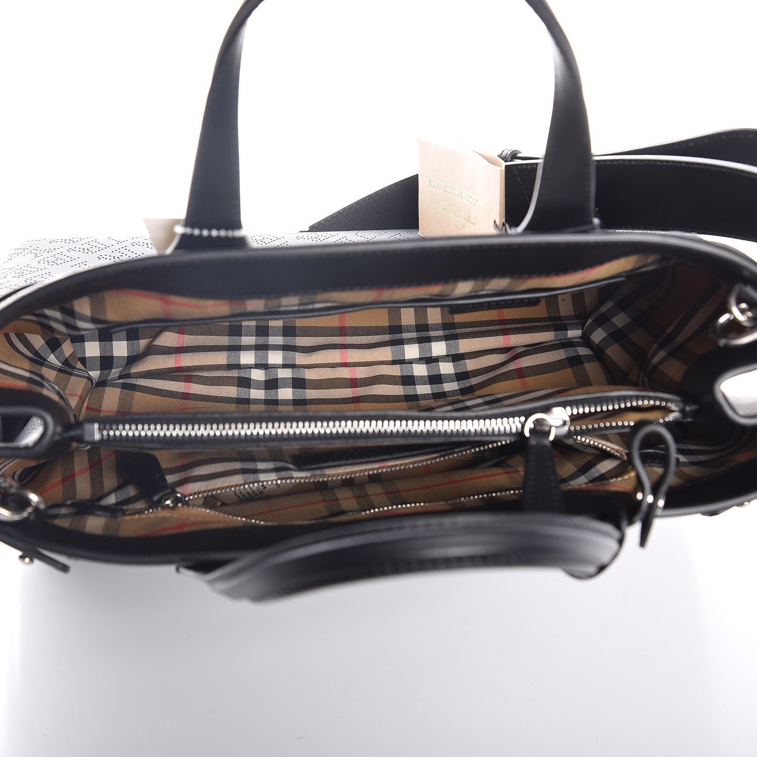 Burberry Calfskin Perforated Medium Banner Tote Black 6 of 8